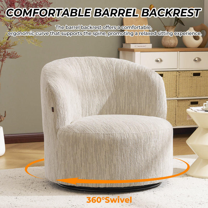Chenille Upholstered Swivel Barrel Chair Modern Accent Chair