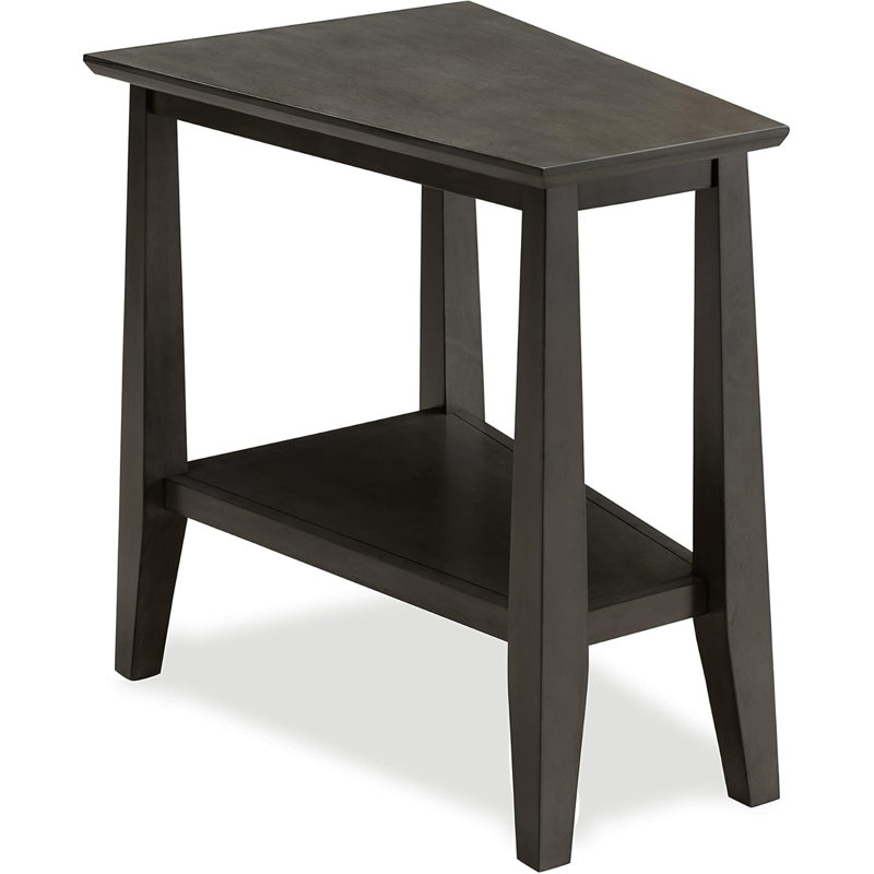 Solid Wood Recliner Wedge Side End Table With Display Shelf, Expertly Crafted For Functional Space And Easy Cleaning