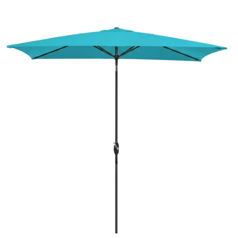 Parasol de marché rectangulaire 6,5 pi x 10 pi turquoise avec inclinaison à bouton-poussoir pour abat-jour de patio à 360 degrés, inclinable, - auvent pour piscine, cour arrière et - sans base incluse