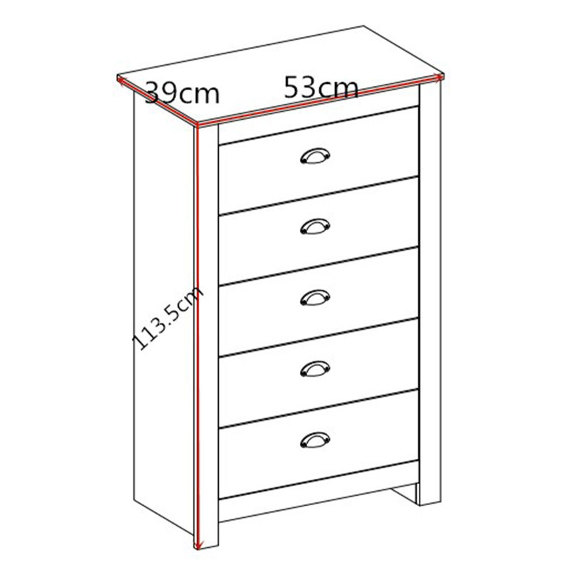 Odyle 53cm W Chest of Drawers, Blue/Oak