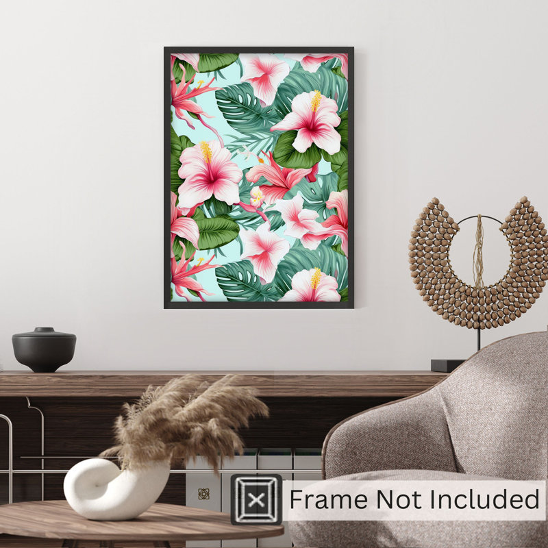 Motif floral de fleur d'hibiscus I, impression sans cadre, H 10 po x l 8 po