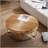 Modern Round Wooden Carved Coffee Table With Metal Legs, Perfect For Enhancing Any Living Room Decor And Functionality.-1626204150
