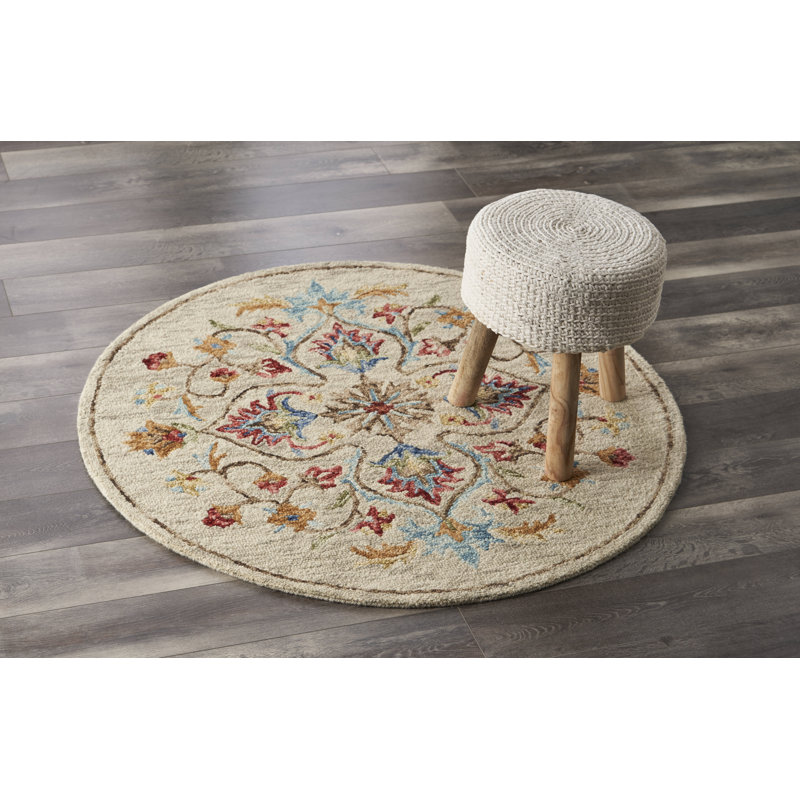 Aurora  Hand Tufted Floral Indoor Rug, Round 4'