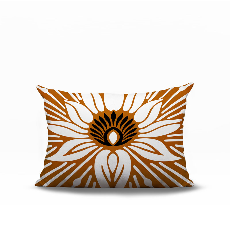 Oreiller rectangulaire réversible intérieur / extérieur Carla, Orange, Rectangle H 14 po x l 20 po