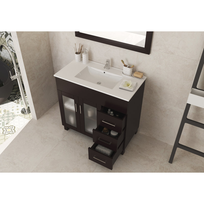 Ensemble de meuble-lavabo simple 35,83 ", Marron