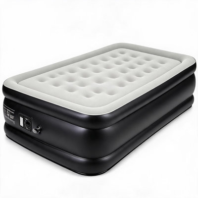Twin 18 Inch Raised Air Mattress with Built-In Electric Pump, Honeycomb Pillar Support, 3-Min Fast Inflation, 800 Lbs Capacity Flocked Air Bed for Guest Room & Camping