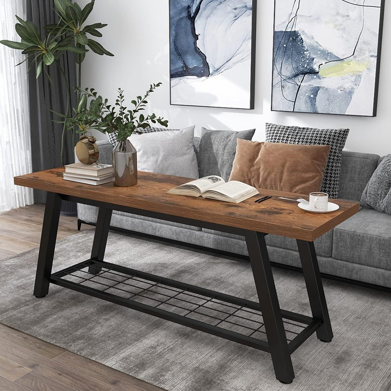 Banc de rangement en bois rustique industriel