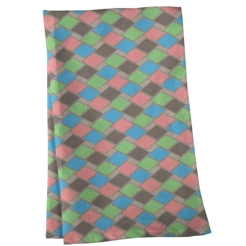Serviette de thé rétro diamants Mcguigan, Polyester sergé, Gris / Vert