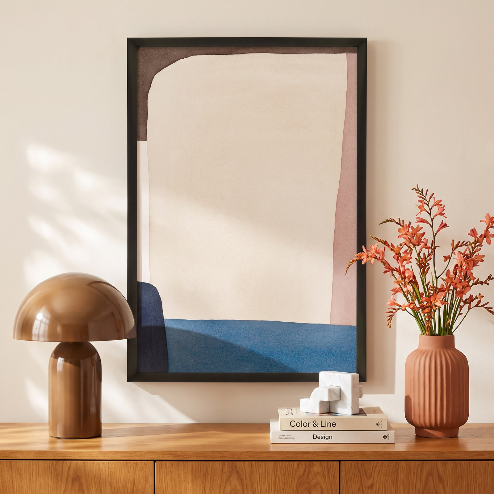 Divided "Distant Sand" Painting, 14" W x 20" H, Black