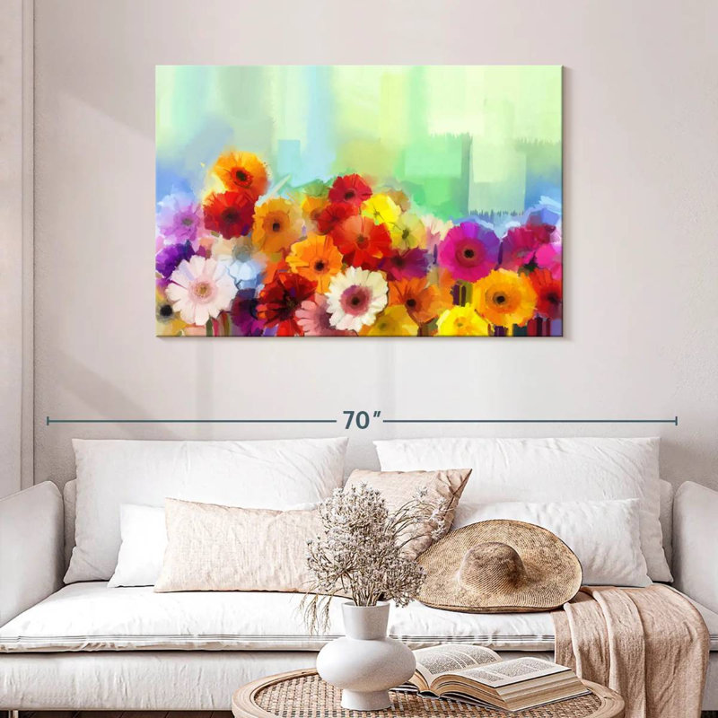 Harnek fleurs abstraites en grappe, H 30 po x l 45 po