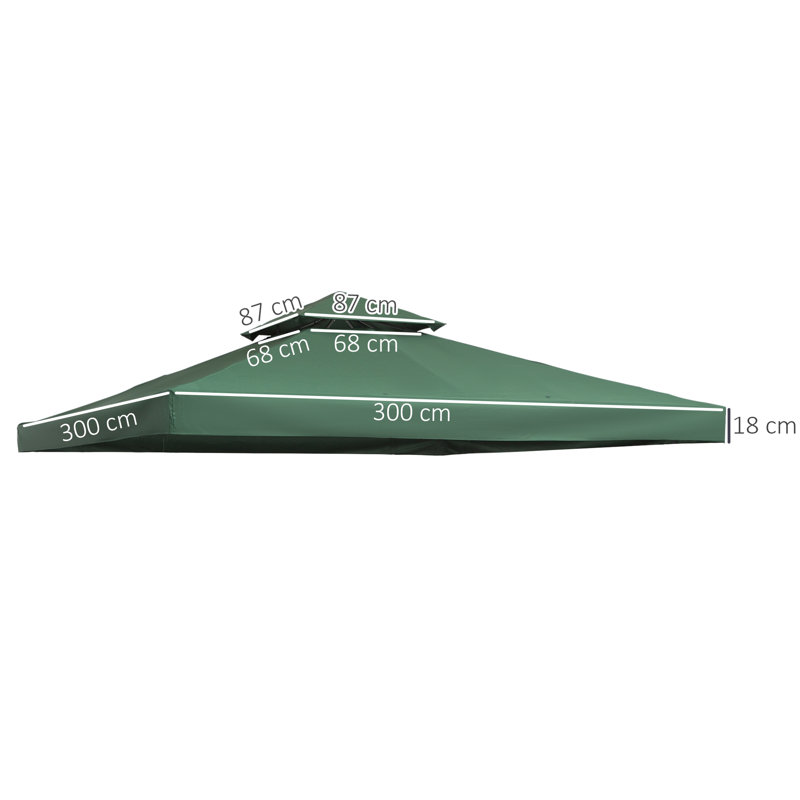 Ausbon Dakota Fields Green Plastic Replacement Canopy for Gazebo