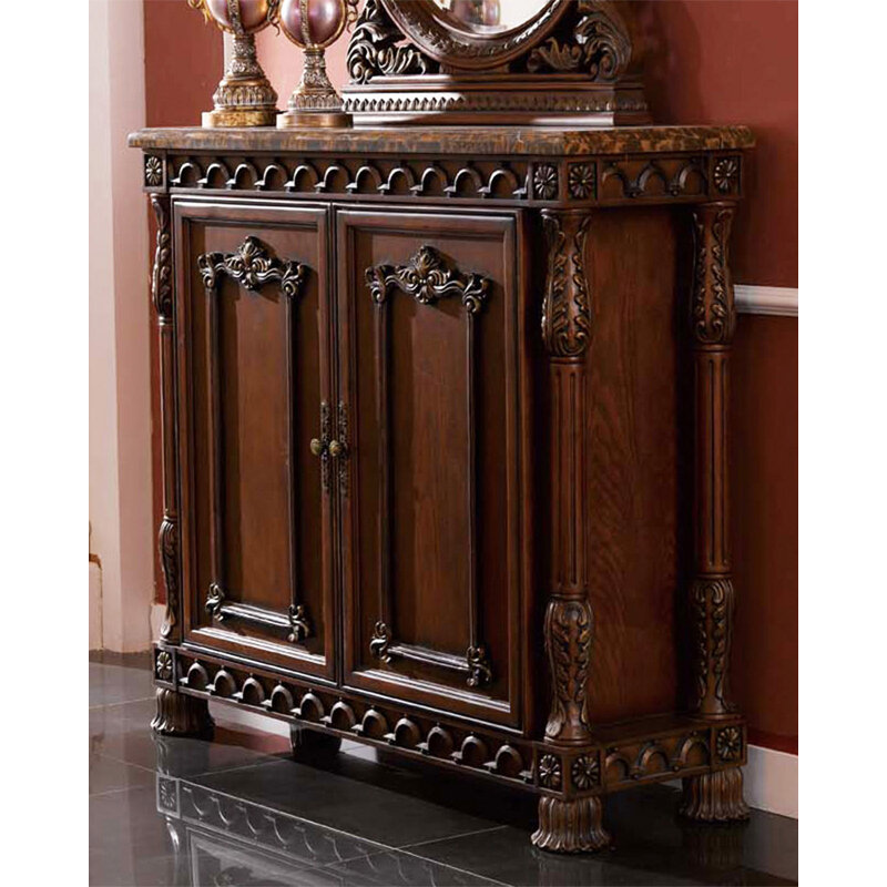 Armoire à chaussures rétro à deux portes en marbre patiné