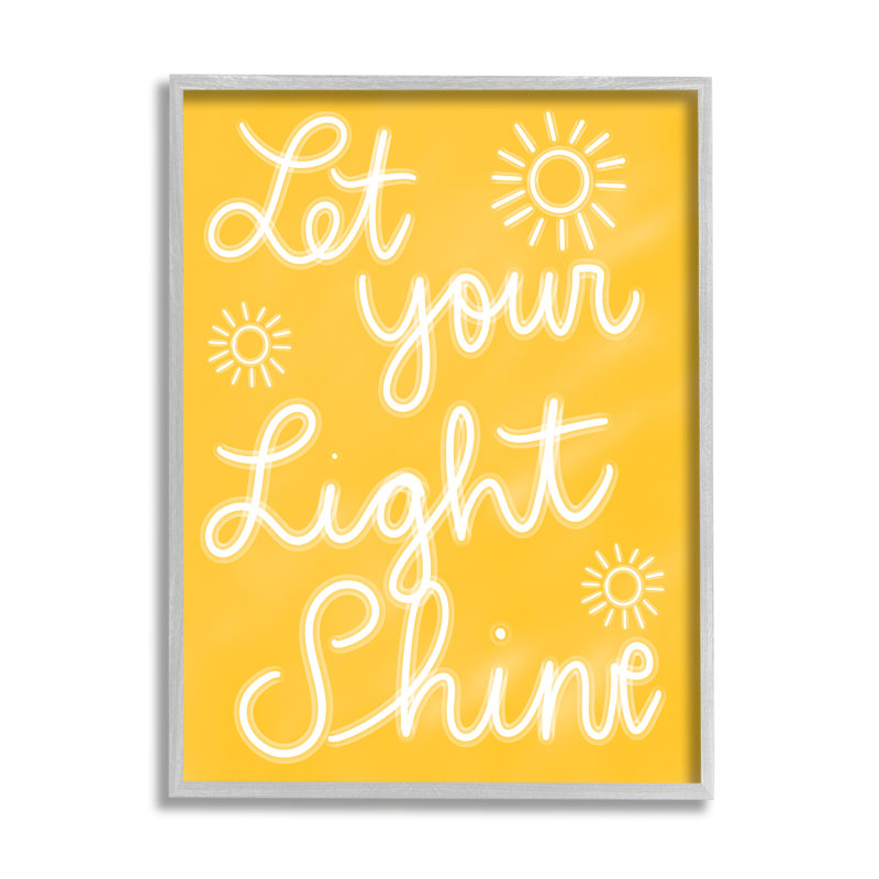Let Your Light Shine, phrase jaune sur bois par Ashley Singleton, impression, H 24 po x l 30 po, Estampe numérique Farmhouse