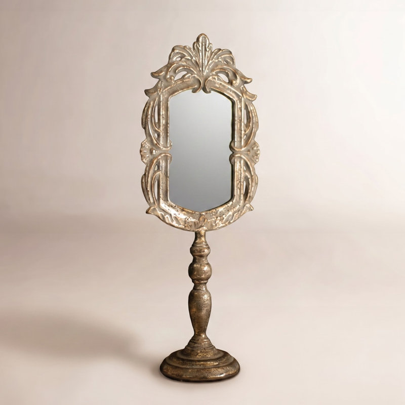 Miroir de table en métal avec piédestal