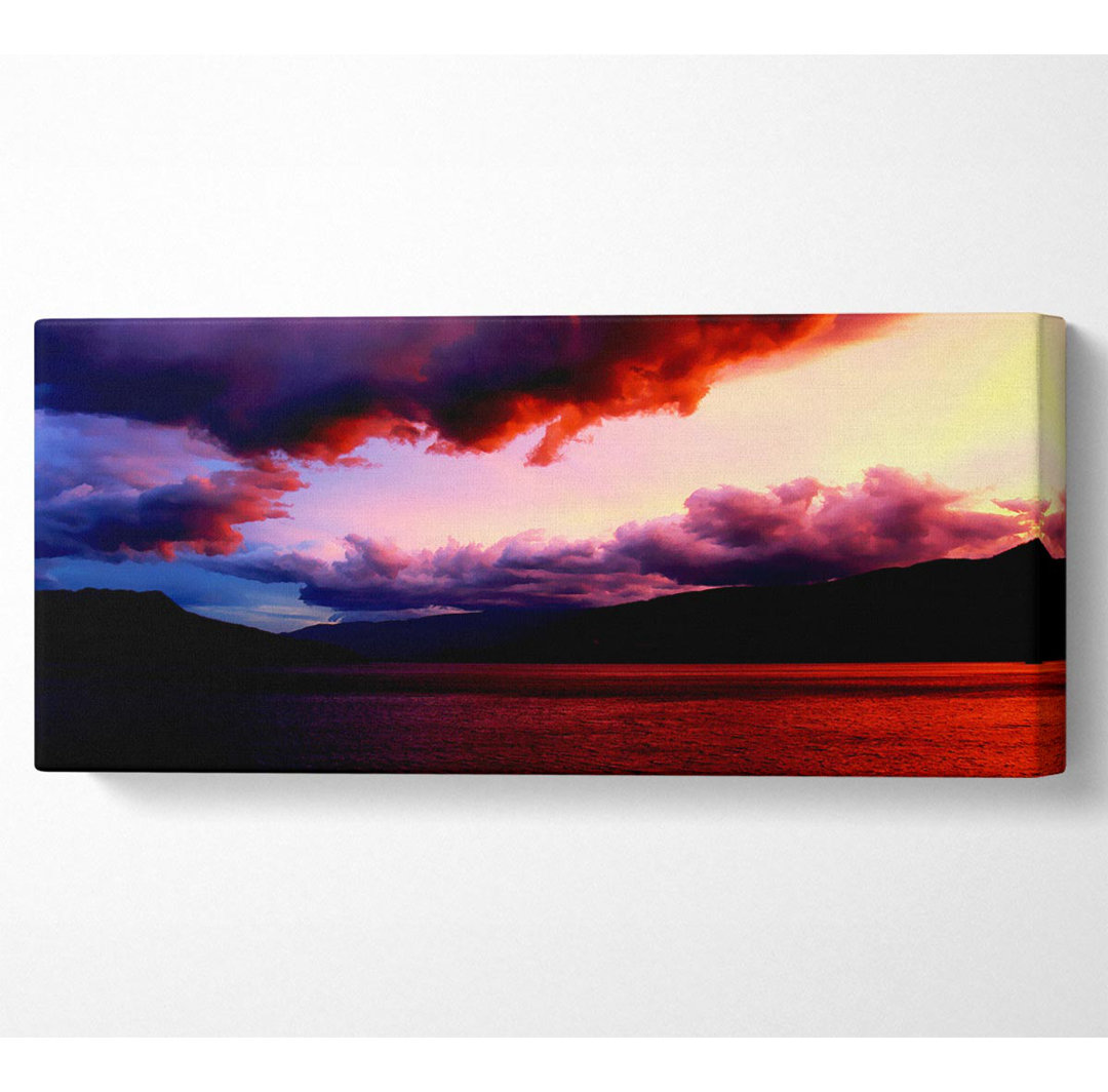 Rote Ozean-Sturmwolken - Leinwand-Panorama-Kunstdrucke auf Wrapped Canvas