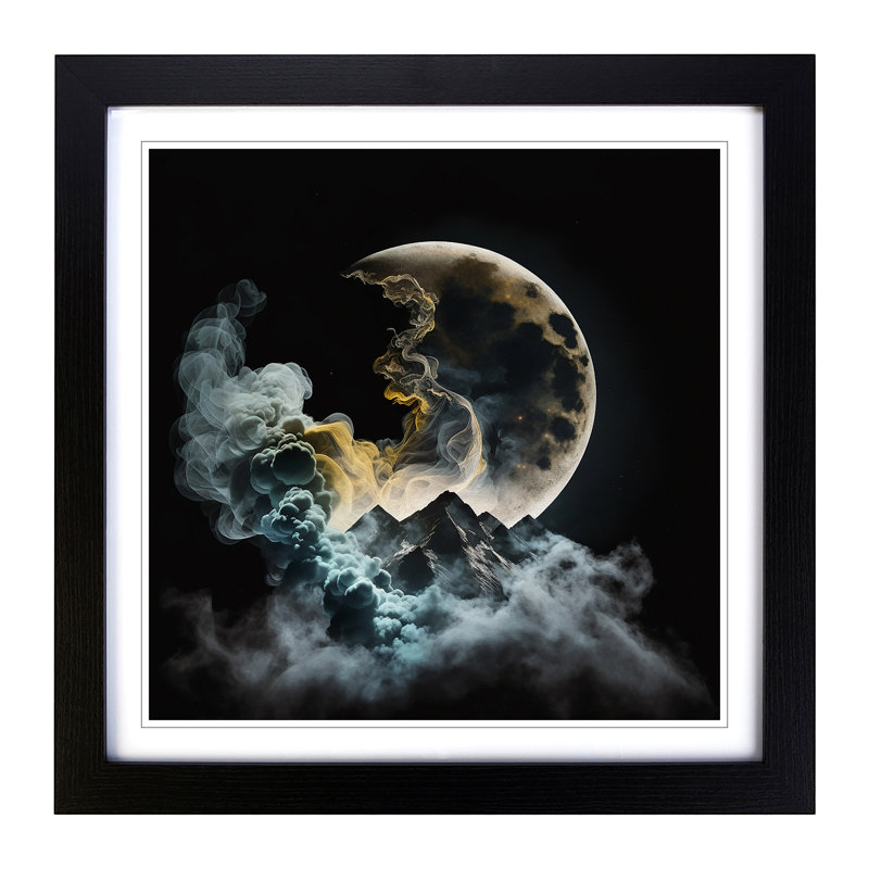 Moon Smoke - Single Picture Frame Print on Wood, Black