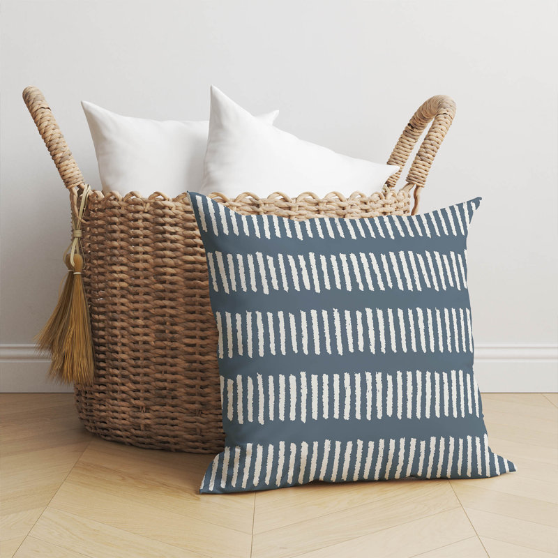 Coussin décoratif lignes d'escrime, Rayures bleues, H 18 po x l 18 po