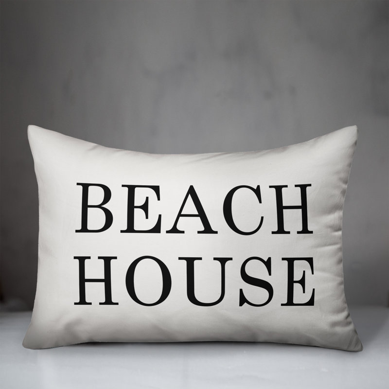  Housse et insert de coussin rectangulaire intérieur / extérieur Beach House, Blanc cassé / noir