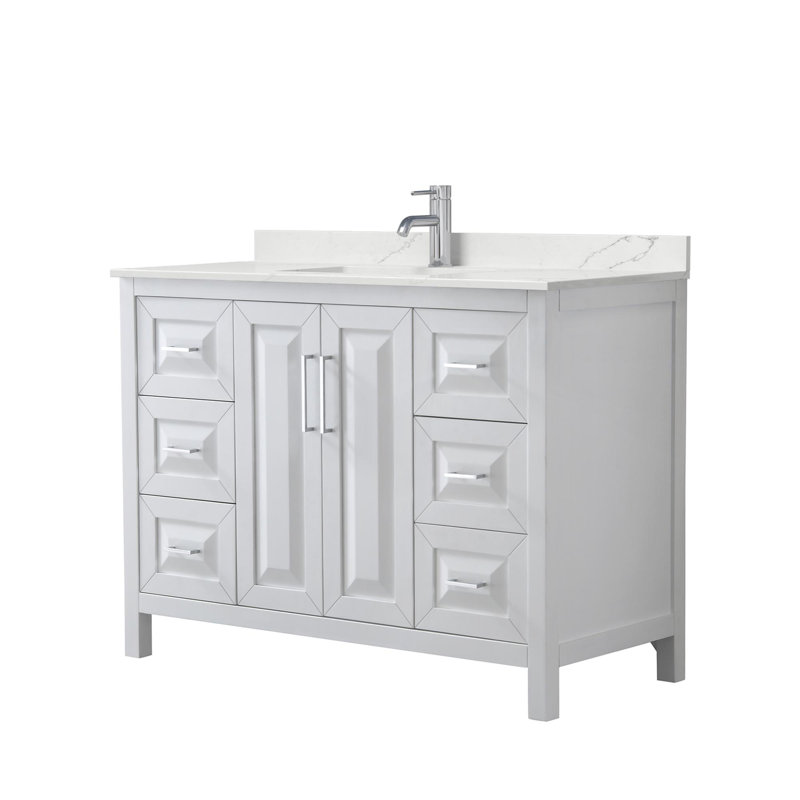 Daria 48'' W Vanity, White, Polished Chrome, Giotto Quartz