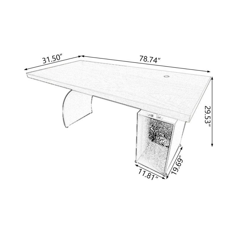 Brown+Black Rectangular Solid Wood+Iron desks, 29.53" H x 78.74" W x 31.5" D