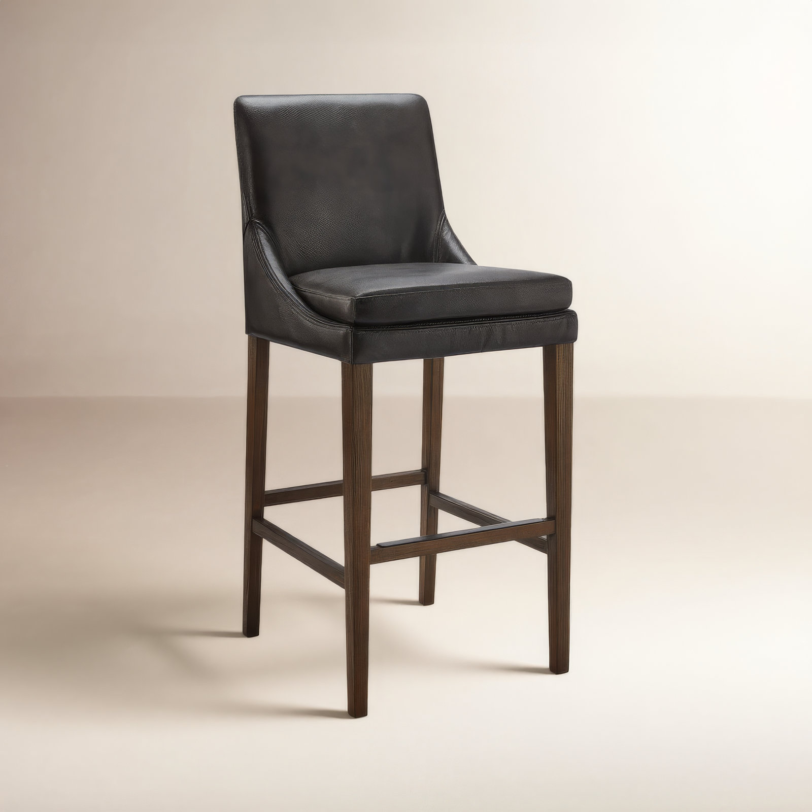 Niara Bar and Counter Stool, Impression Dark Gray Genuine Leather , Bar Stool (30” Seat Height)