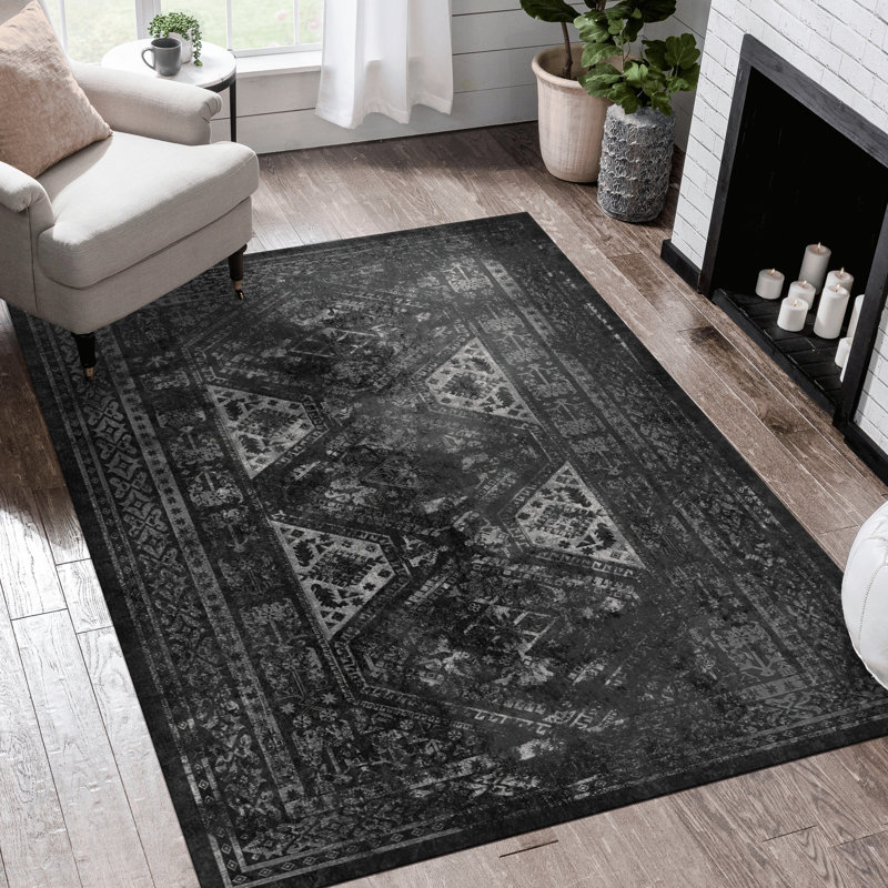 Tapis 5 x 8, lavable, à poils courts, antidérapant, antidérapant, pliable et soucieux des animaux de compagnie - chambre à coucher, salon, cuisine, tapis de salle à manger, tapis lavable 5 x 8, configuration, tapis attentionné