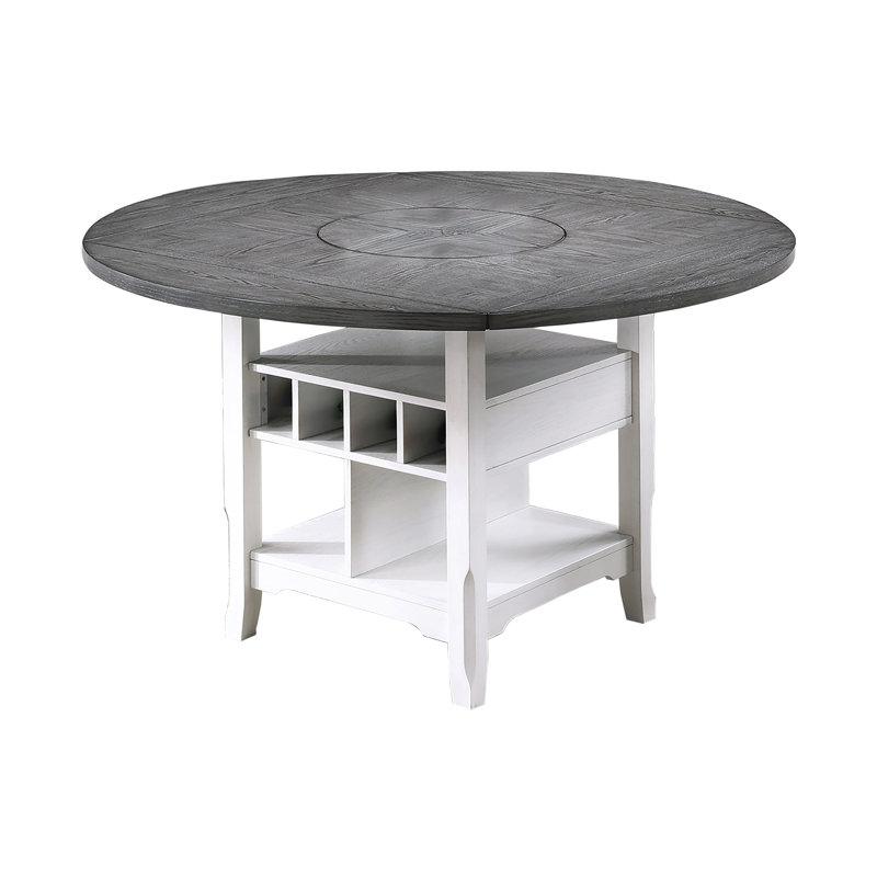 60.4" W COUNTER HEIGHT TABLE, GRAY+ANTIQUE WHITE, Gray / White