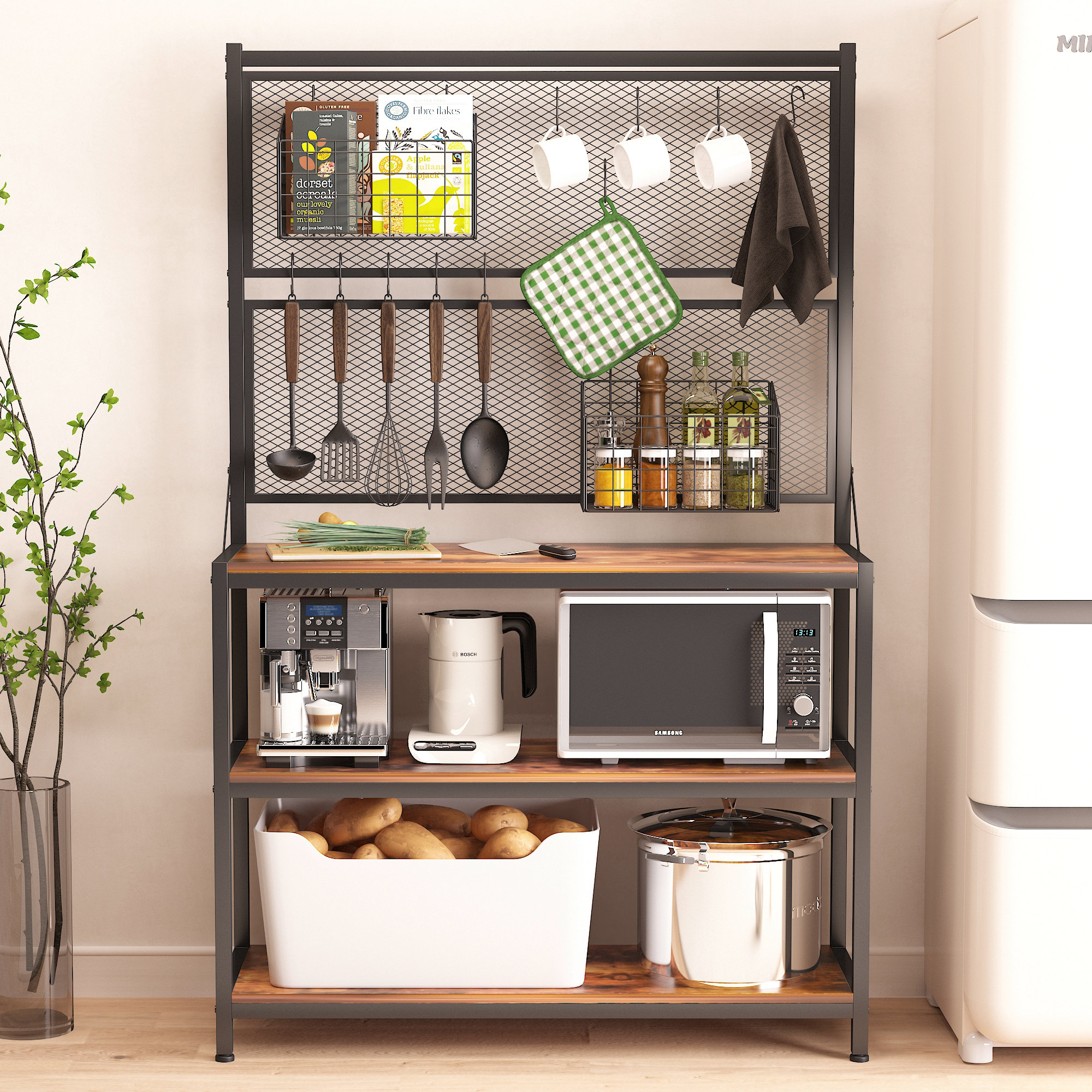 Kitchen Baker's Rack, 10-Tier Kitchen Utility Storage ShelfWhite