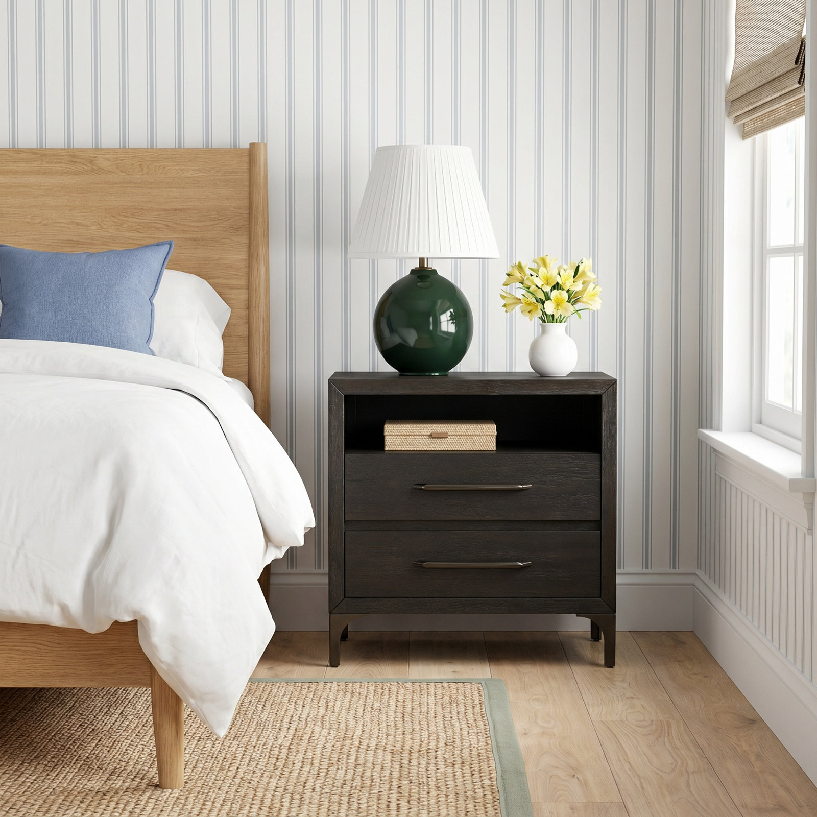 2-Drawer Acacia Nightstand