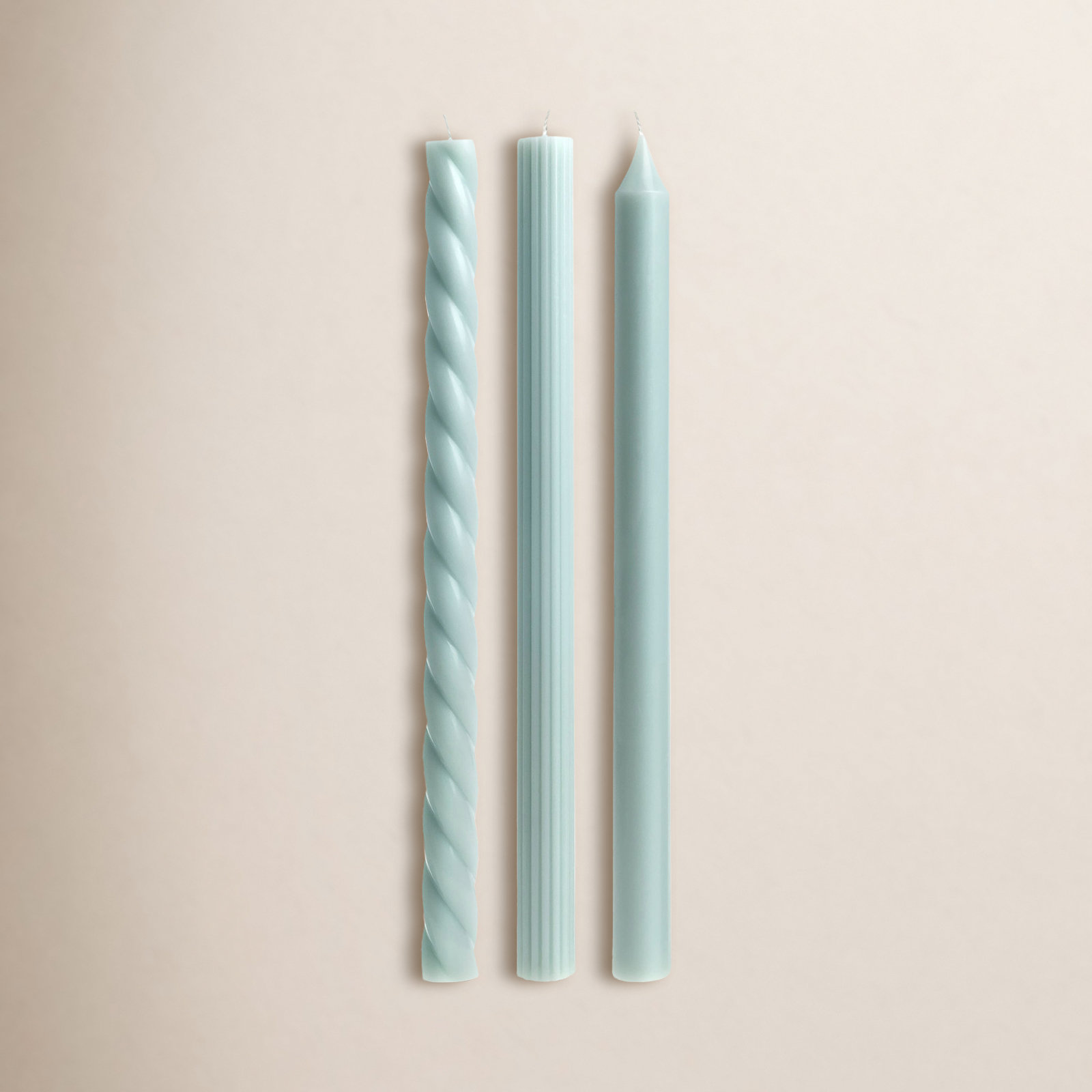 Beautifully Done Unscented Taper Candle Set, Fresh Sea Salt