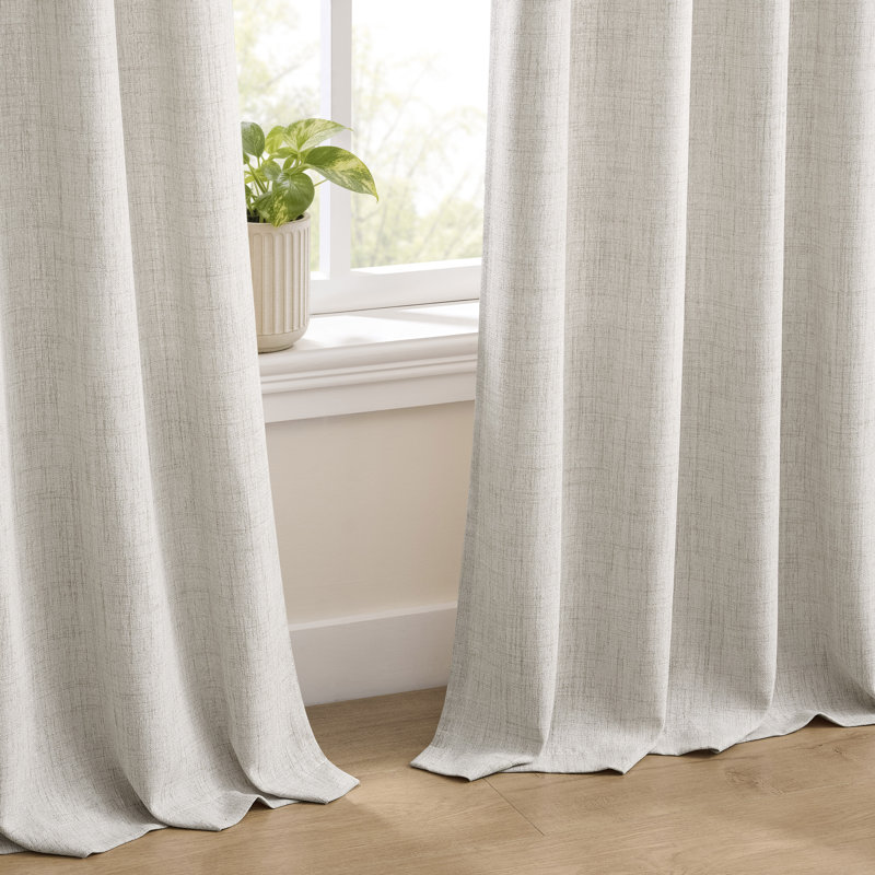 Pinch Pleated Light Filtering Linen Blended Curtains, Boho Back Tab Semi Sheer Drapes with Metal Rings and adjustable Hooks for Living Room Bedroom,2Panels,Cream Beige