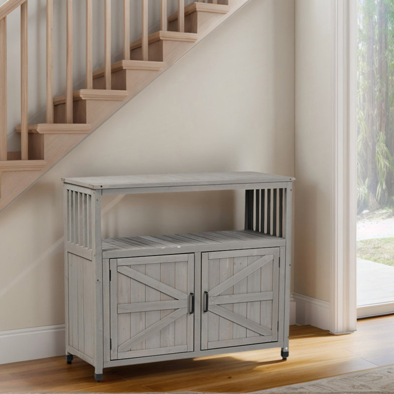 Patio Bar Table With Storage, Buffet Cabinet Sideboard