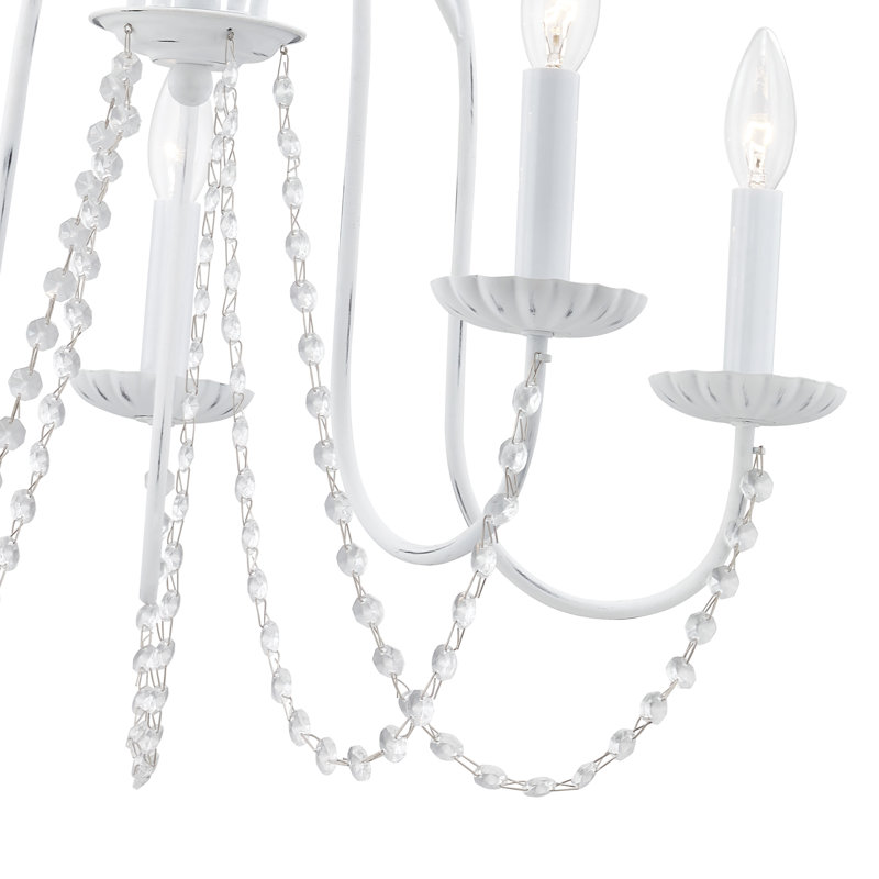 Hauppauge 5 - Light Steel Dimmable Chandelier, Antique White