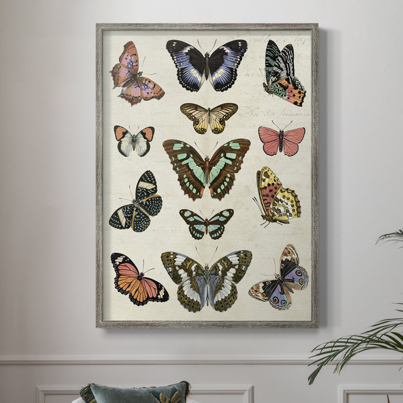 Flutterbys I Framed Print - Solid Wood, 15" H x 12" W