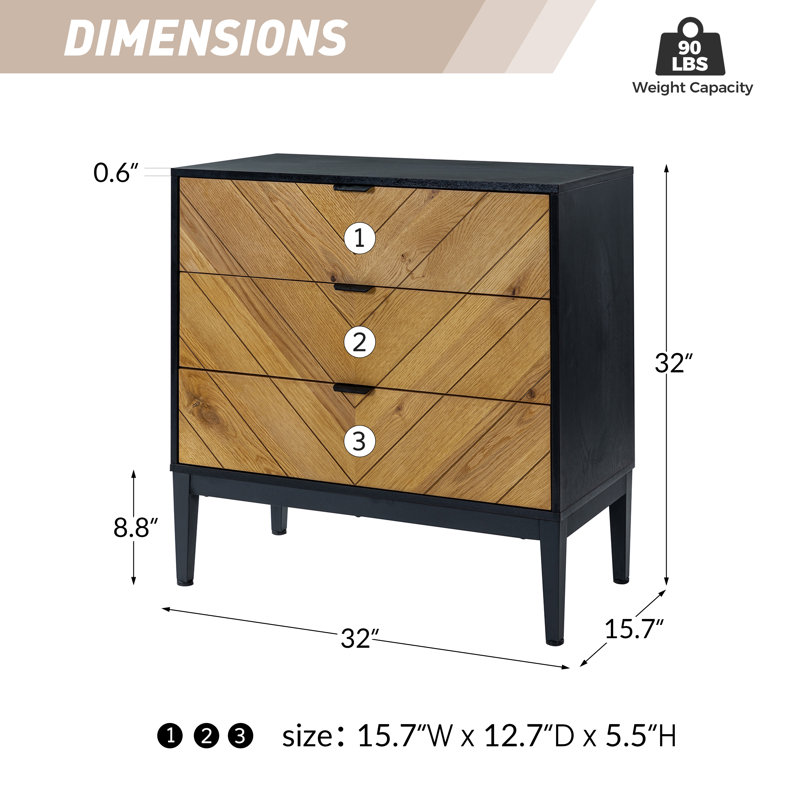 Commode 3 tiroirs Kieeva