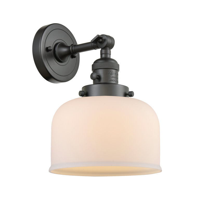 Applique murale 1 lumière 5 po Bell, Boîtier blanc mat, Ampoule à DEL rétro de 3,5 W, Bronze frotté à l'huile