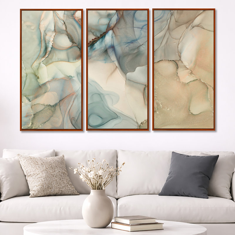 3 pièces, cadre flottant, impression sur toile, L 60 po x H 40 po, Brun