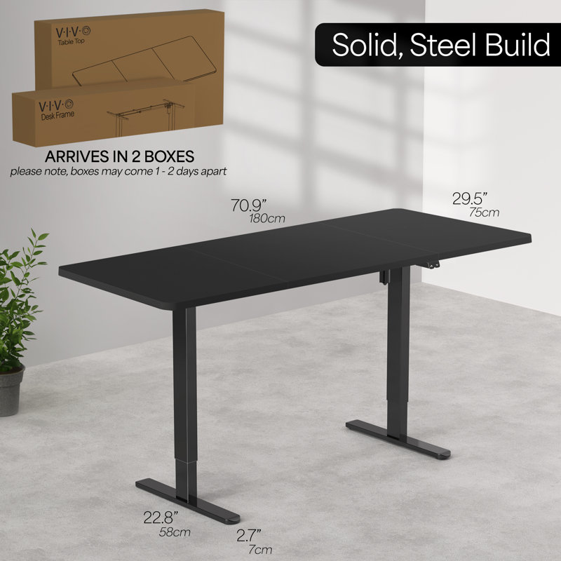Elevate 71" Black Electric Height-Adjustable Standing Desk