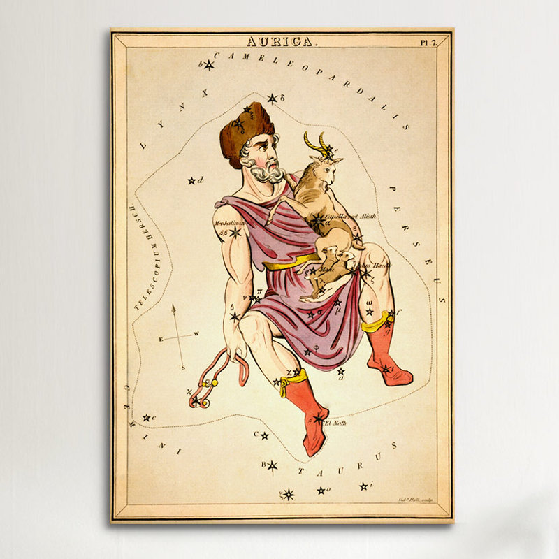 « auriga, 1825 » par reproduction d’art sur toile Sidney Hall, H 26 po x l 18 po x P 1,5 po, Black Framed Canvas