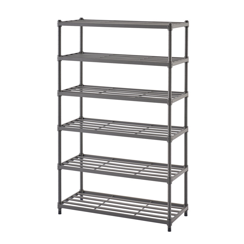 TRINITY Dark Gray 6-Tier Slat Shoe Rack