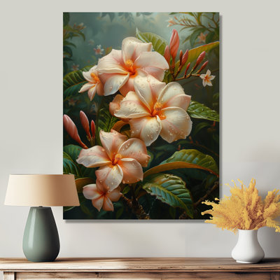 Rose et blanc, fleurs tropicales de Plumeria I - salon d'art mural Plumeria