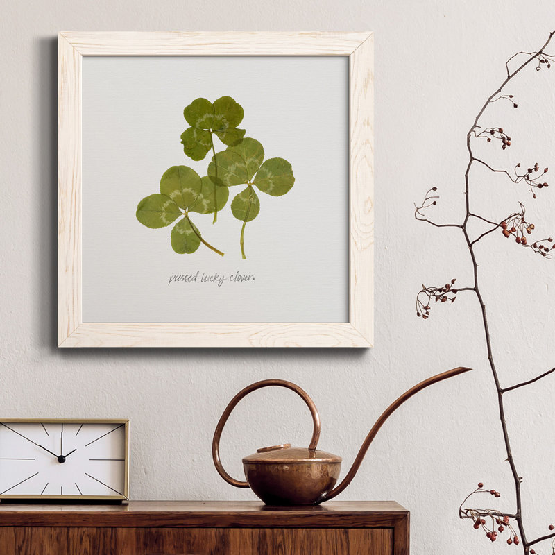 Toile encadrée pressée «Clover II» de qualité supérieure - prête à être accrochée, Cadre blanc