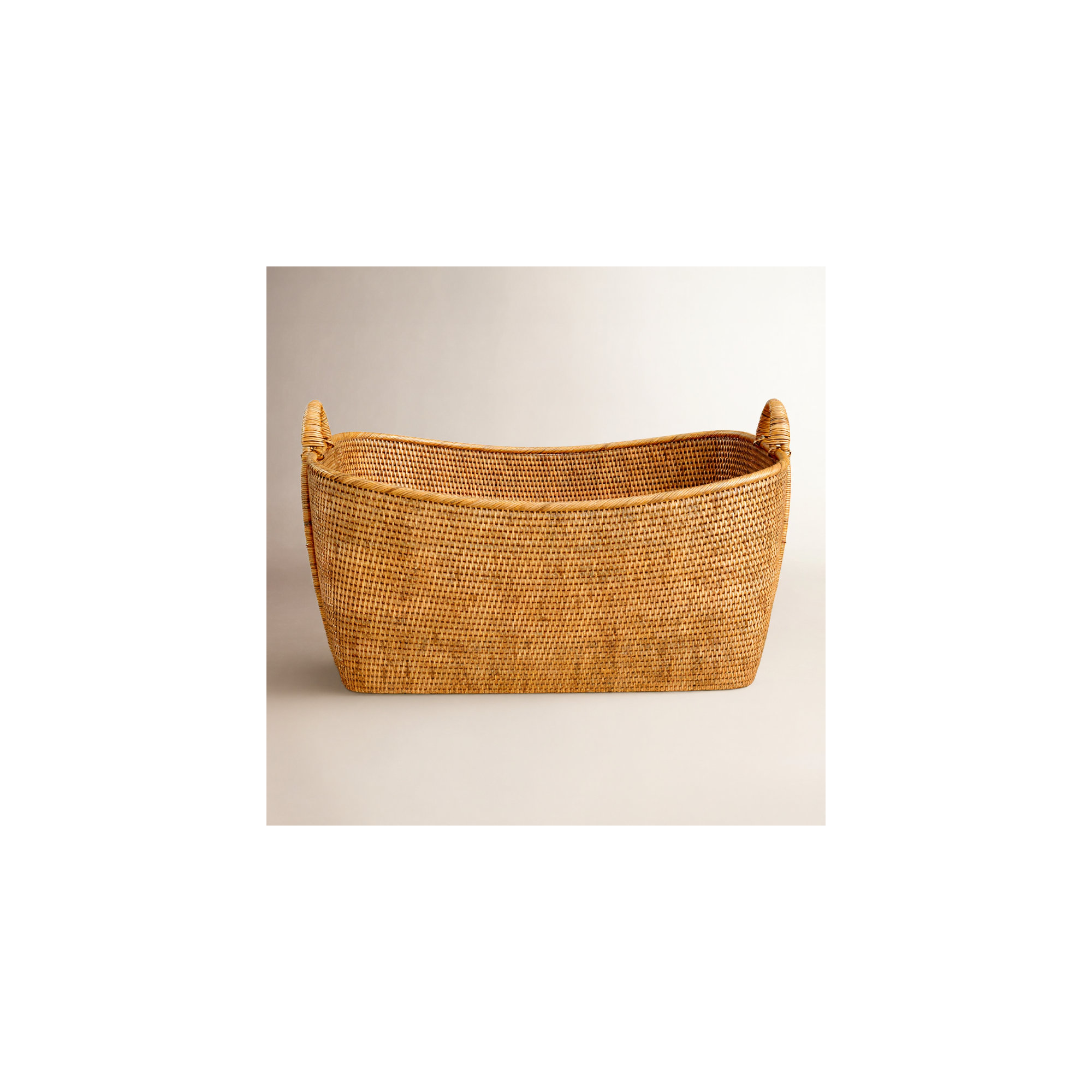 Thelma Handmade Rattan Decorative Basket 1, Honey Brown, 14" H x 31" W x 25" D