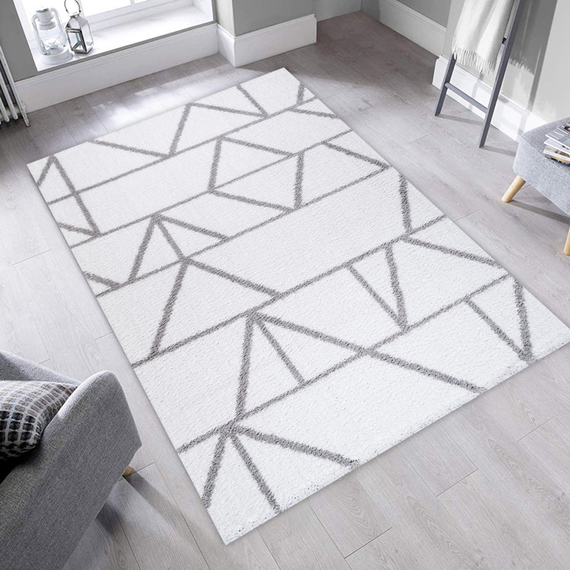 Tapis géométrique tissé à la machine Lodd, Rectangle 6 pi 7 po x 9 pi 6 po