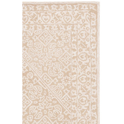 Tapis oriental beige / ivoire en laine / coton touffeté à la main Dip Dye