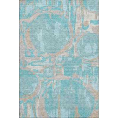 Premium Machine Washable Prisco Teal Rug