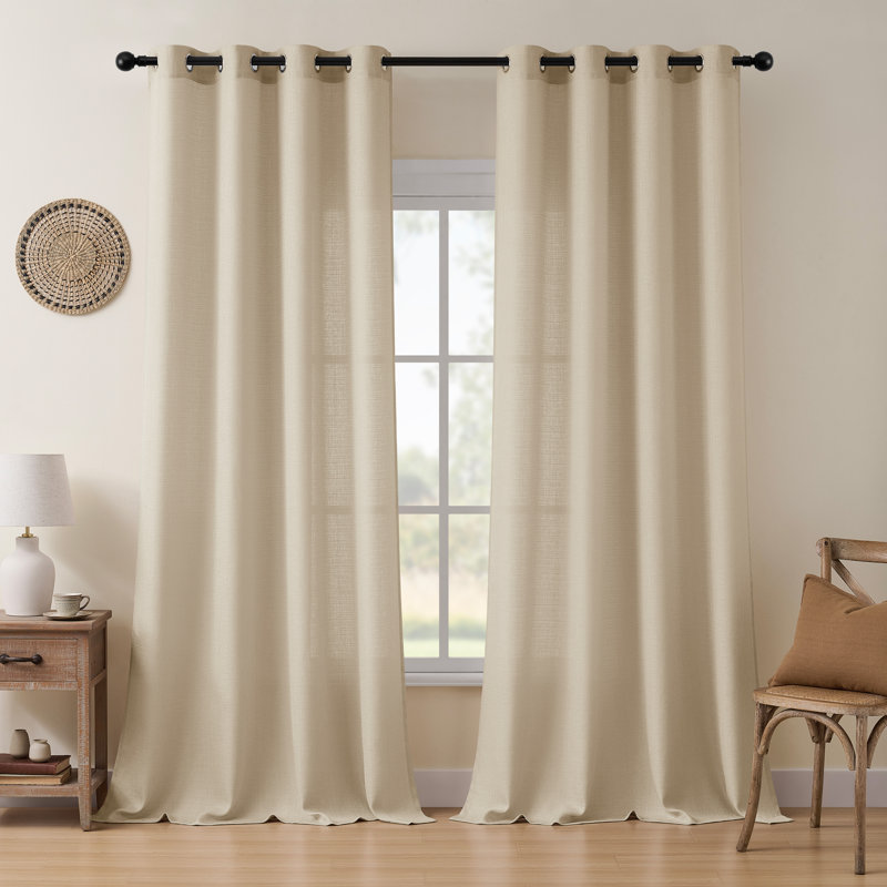 Draycott Light Filtering Polyester Gromments Curtains Panel(Set of 2), 52" W x 90" L, Cappuccino