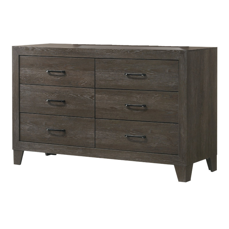 Commode 6 tiroirs pour rangement latéral, Brun