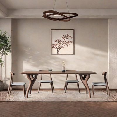 Creative solid wood rectangular dining table set