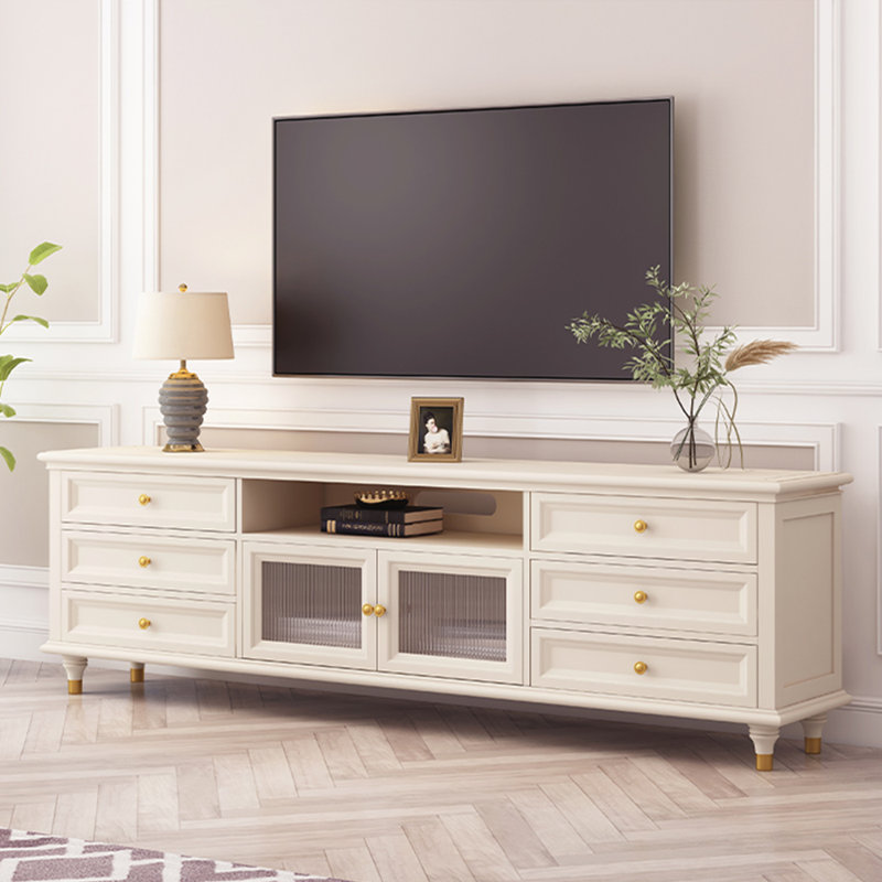Meuble télé en bois massif durable, 86.61"